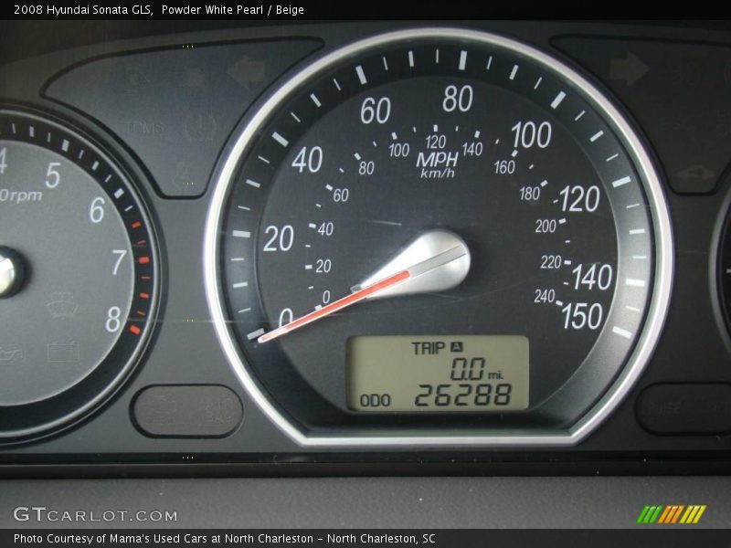 Powder White Pearl / Beige 2008 Hyundai Sonata GLS