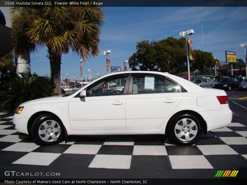 Powder White Pearl / Beige 2008 Hyundai Sonata GLS