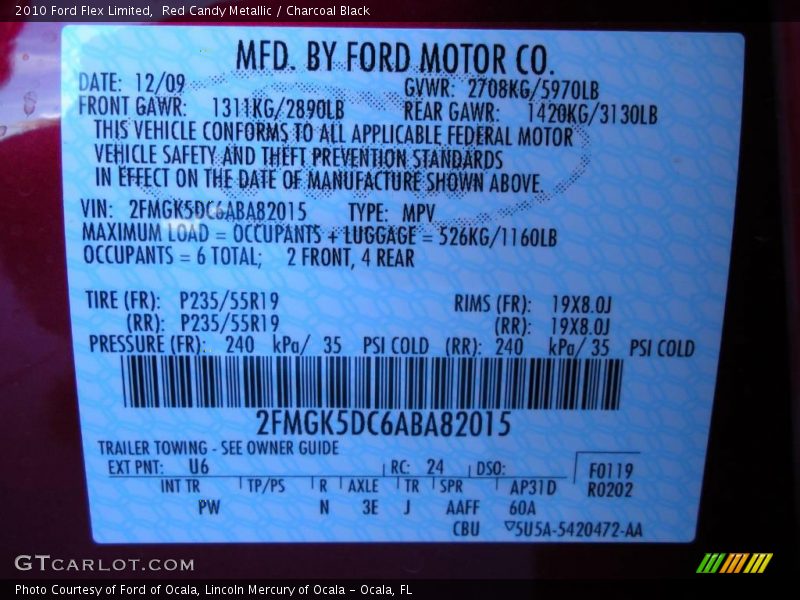Red Candy Metallic / Charcoal Black 2010 Ford Flex Limited