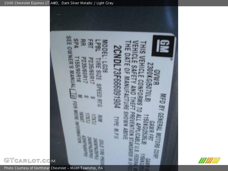Dark Silver Metallic / Light Gray 2006 Chevrolet Equinox LT AWD