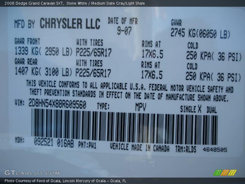 Stone White / Medium Slate Gray/Light Shale 2008 Dodge Grand Caravan SXT