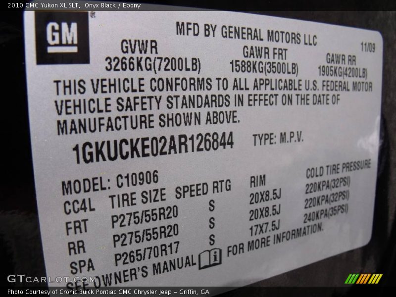 Onyx Black / Ebony 2010 GMC Yukon XL SLT