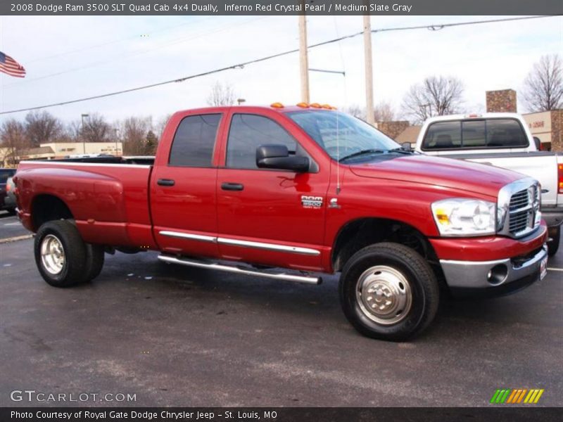 Inferno Red Crystal Pearl / Medium Slate Gray 2008 Dodge Ram 3500 SLT Quad Cab 4x4 Dually