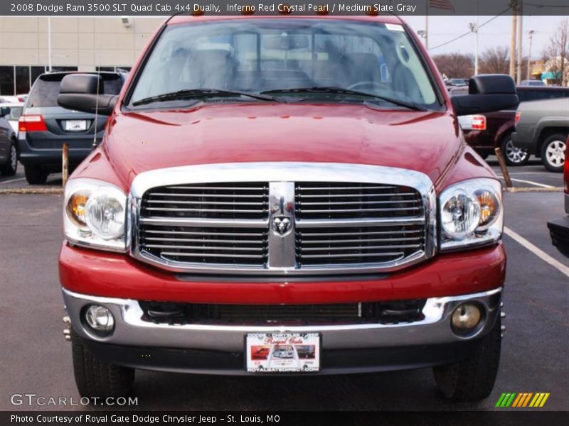 Inferno Red Crystal Pearl / Medium Slate Gray 2008 Dodge Ram 3500 SLT Quad Cab 4x4 Dually