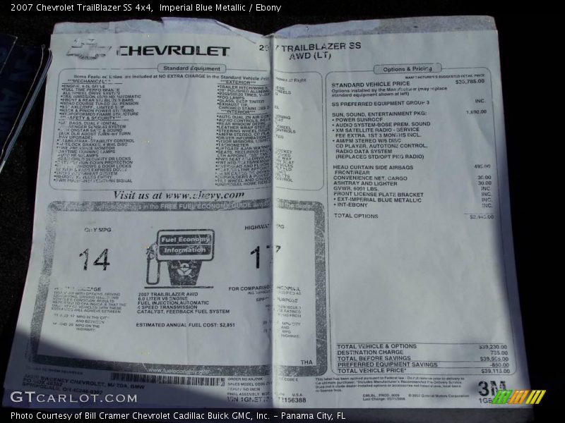 Imperial Blue Metallic / Ebony 2007 Chevrolet TrailBlazer SS 4x4