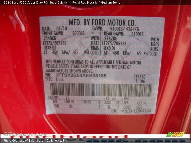 Royal Red Metallic / Medium Stone 2010 Ford F250 Super Duty FX4 SuperCab 4x4
