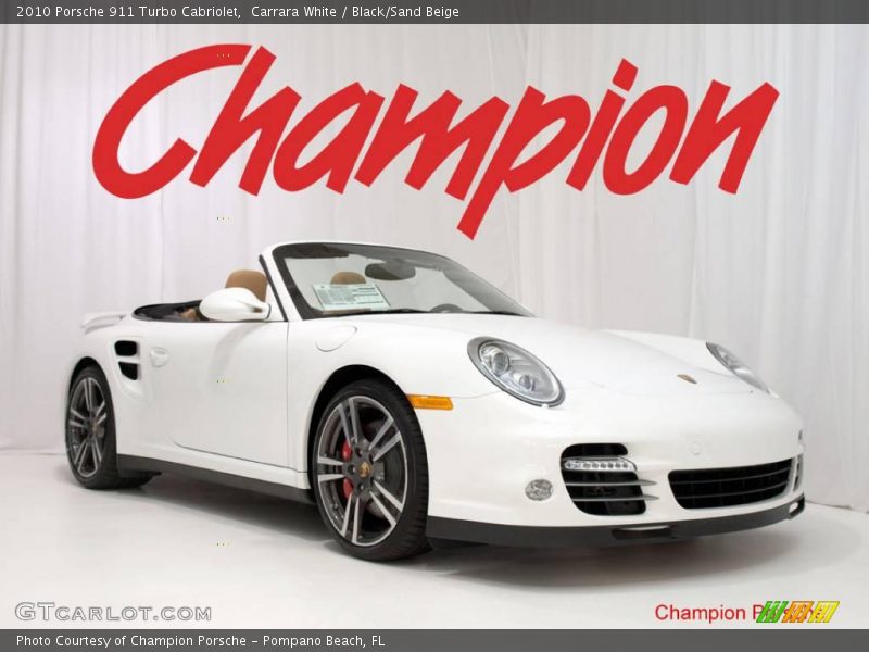 Carrara White / Black/Sand Beige 2010 Porsche 911 Turbo Cabriolet