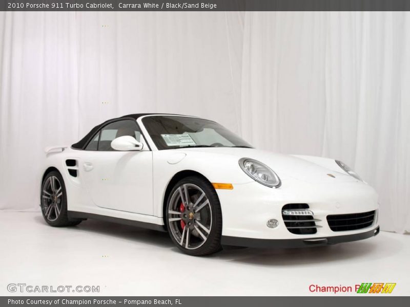 Carrara White / Black/Sand Beige 2010 Porsche 911 Turbo Cabriolet