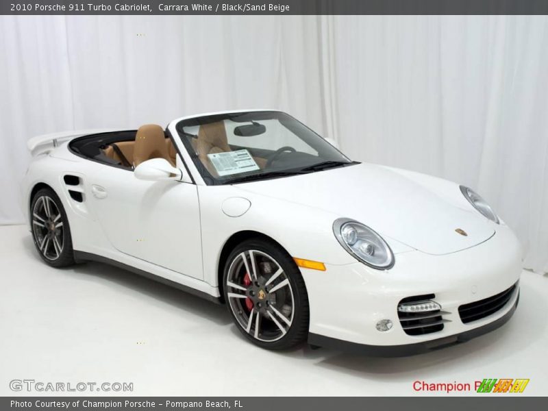 Carrara White / Black/Sand Beige 2010 Porsche 911 Turbo Cabriolet