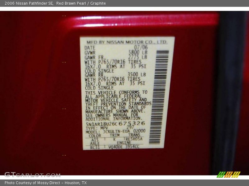 Red Brawn Pearl / Graphite 2006 Nissan Pathfinder SE