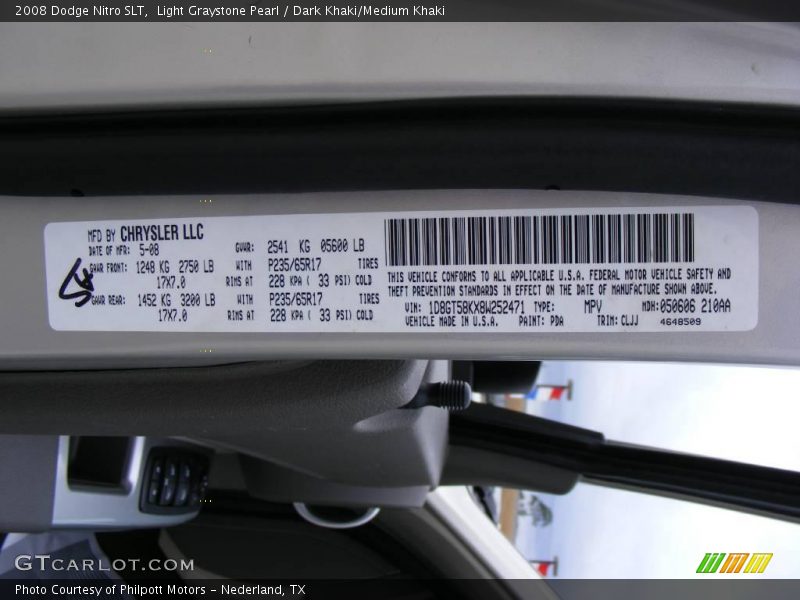 Light Graystone Pearl / Dark Khaki/Medium Khaki 2008 Dodge Nitro SLT