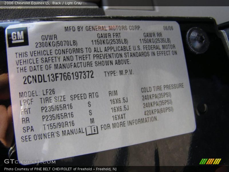 Black / Light Gray 2006 Chevrolet Equinox LS