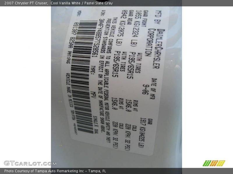 Cool Vanilla White / Pastel Slate Gray 2007 Chrysler PT Cruiser