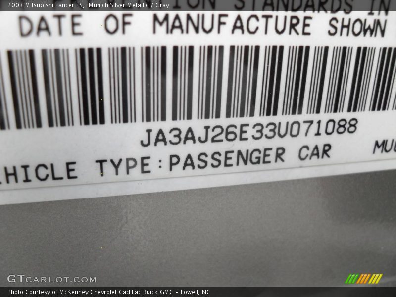 Munich Silver Metallic / Gray 2003 Mitsubishi Lancer ES