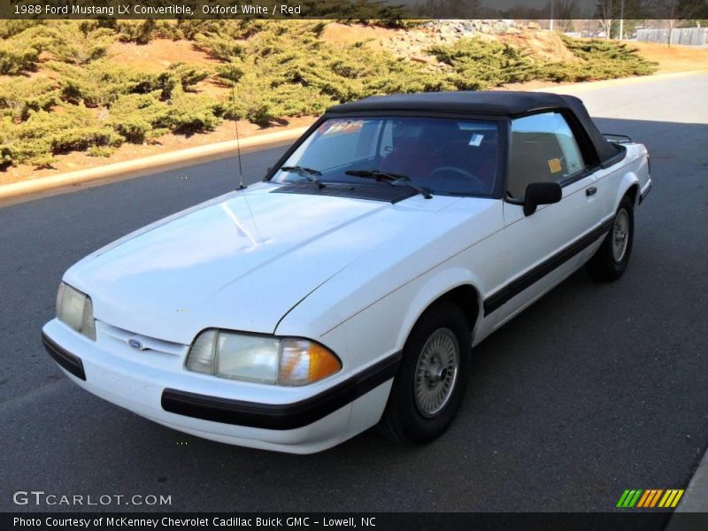 Oxford White / Red 1988 Ford Mustang LX Convertible