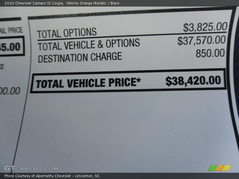 Inferno Orange Metallic / Black 2010 Chevrolet Camaro SS Coupe