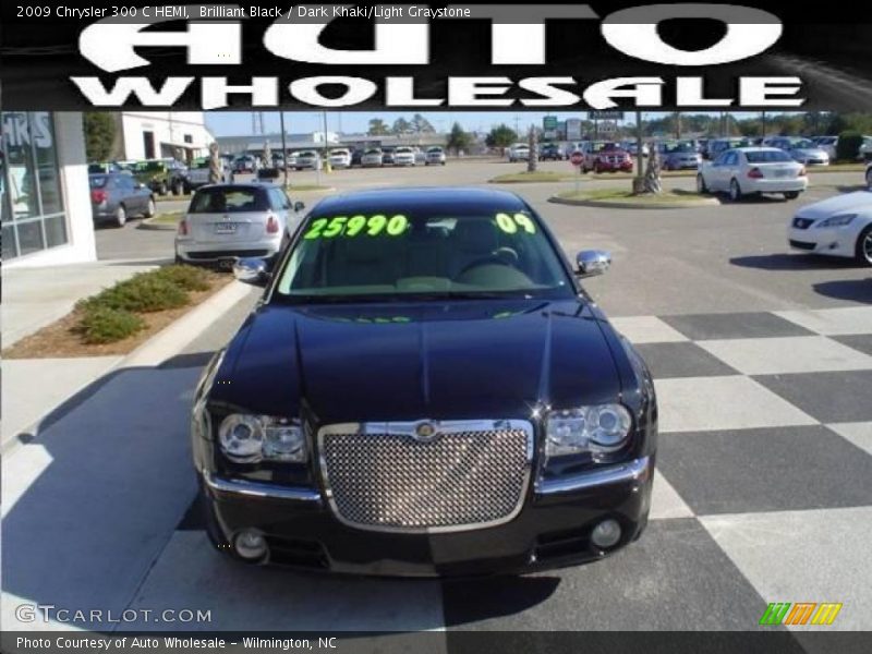 Brilliant Black / Dark Khaki/Light Graystone 2009 Chrysler 300 C HEMI