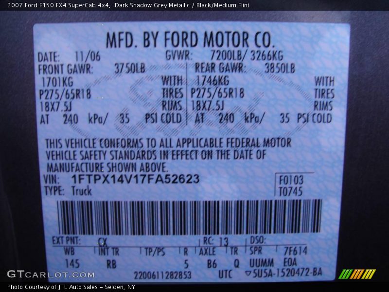 Dark Shadow Grey Metallic / Black/Medium Flint 2007 Ford F150 FX4 SuperCab 4x4