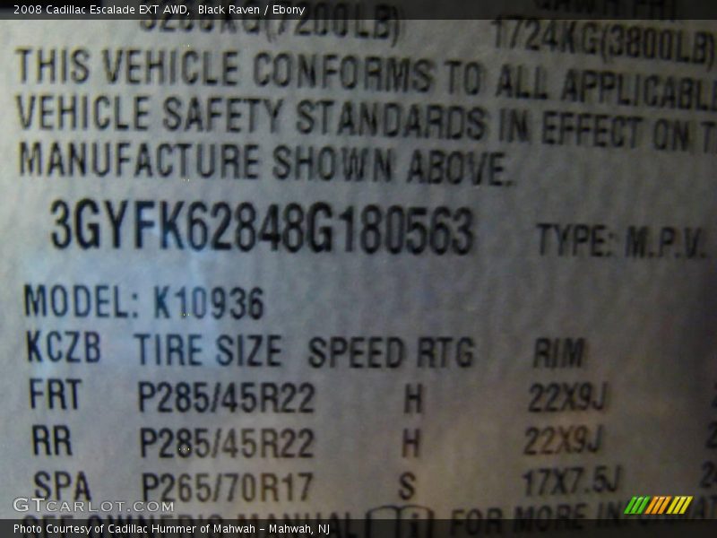 Black Raven / Ebony 2008 Cadillac Escalade EXT AWD