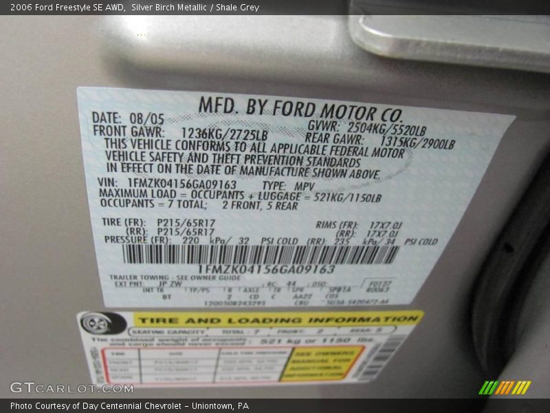 Silver Birch Metallic / Shale Grey 2006 Ford Freestyle SE AWD