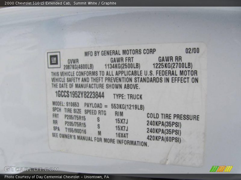 Summit White / Graphite 2000 Chevrolet S10 LS Extended Cab