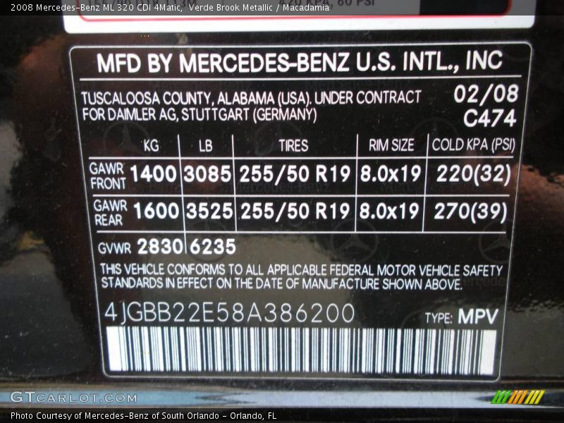 Verde Brook Metallic / Macadamia 2008 Mercedes-Benz ML 320 CDI 4Matic