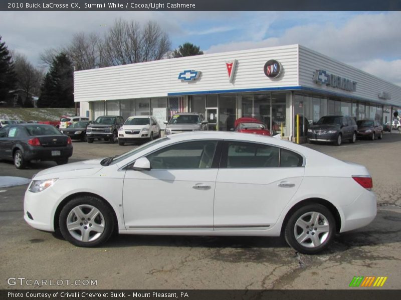 Summit White / Cocoa/Light Cashmere 2010 Buick LaCrosse CX