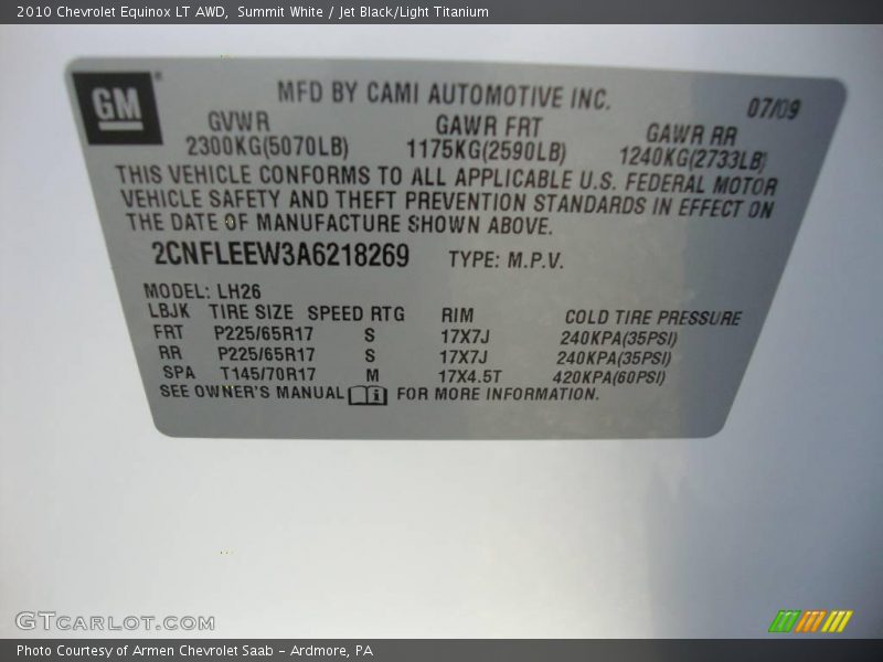 Summit White / Jet Black/Light Titanium 2010 Chevrolet Equinox LT AWD