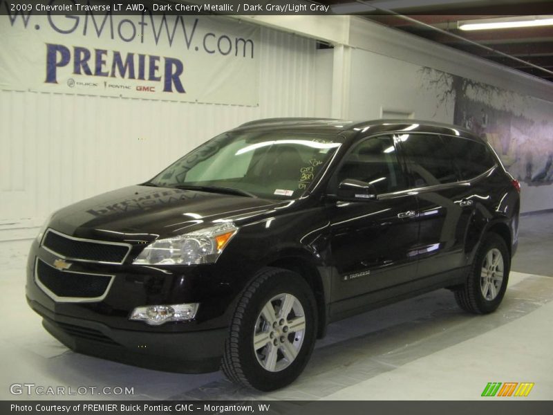 Dark Cherry Metallic / Dark Gray/Light Gray 2009 Chevrolet Traverse LT AWD