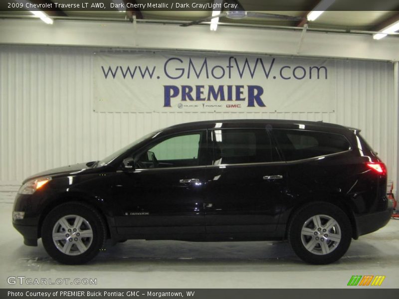 Dark Cherry Metallic / Dark Gray/Light Gray 2009 Chevrolet Traverse LT AWD