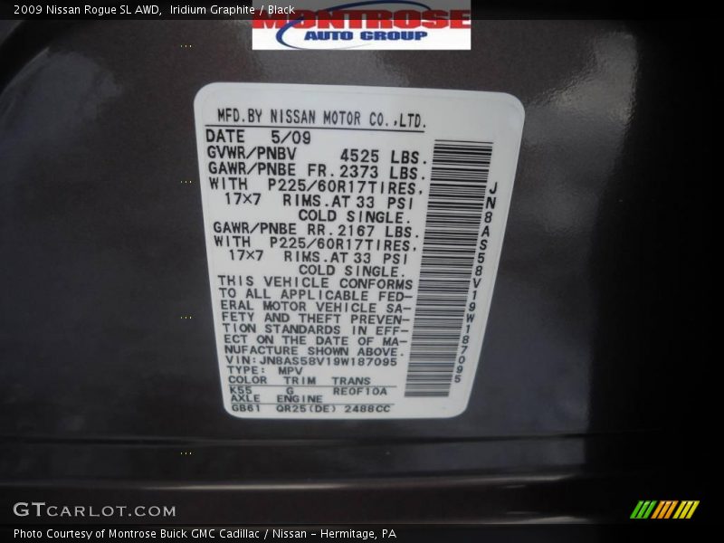 Iridium Graphite / Black 2009 Nissan Rogue SL AWD