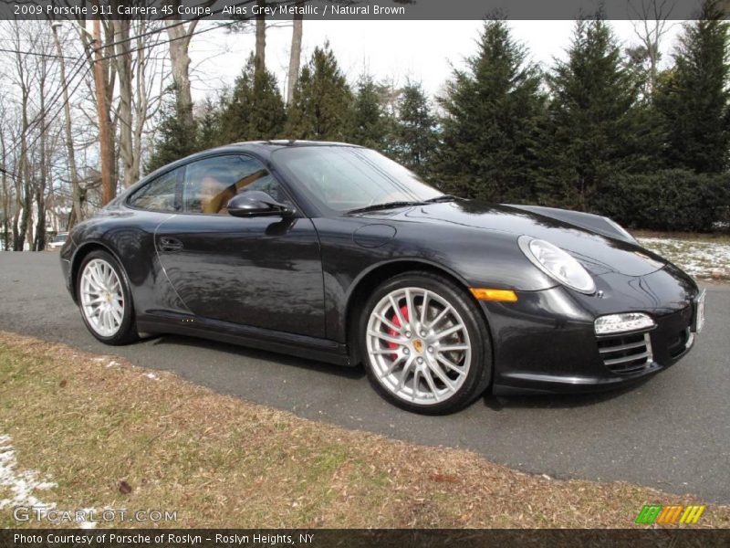 Atlas Grey Metallic / Natural Brown 2009 Porsche 911 Carrera 4S Coupe