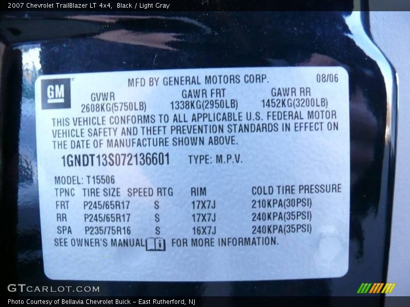 Black / Light Gray 2007 Chevrolet TrailBlazer LT 4x4