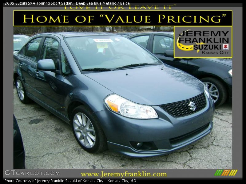 Deep Sea Blue Metallic / Beige 2009 Suzuki SX4 Touring Sport Sedan