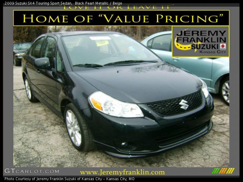 Black Pearl Metallic / Beige 2009 Suzuki SX4 Touring Sport Sedan