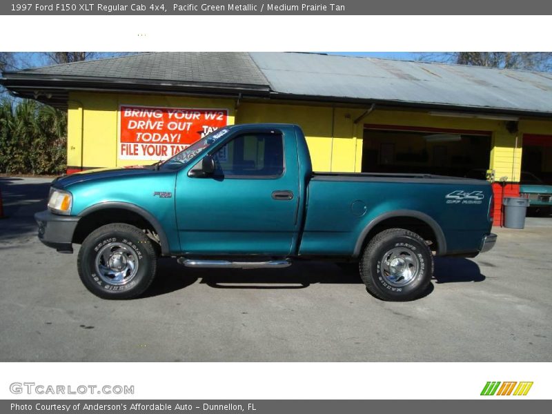 Pacific Green Metallic / Medium Prairie Tan 1997 Ford F150 XLT Regular Cab 4x4