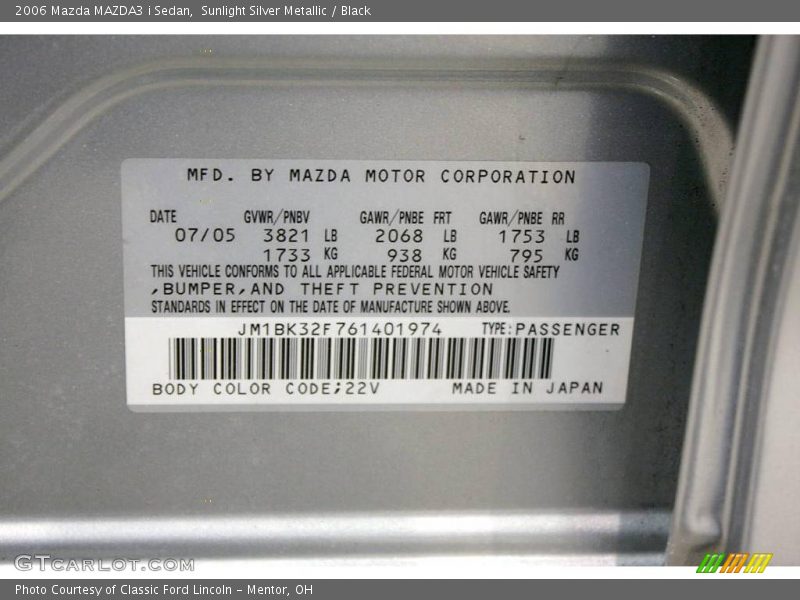 Sunlight Silver Metallic / Black 2006 Mazda MAZDA3 i Sedan