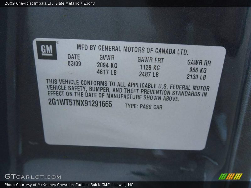 Slate Metallic / Ebony 2009 Chevrolet Impala LT