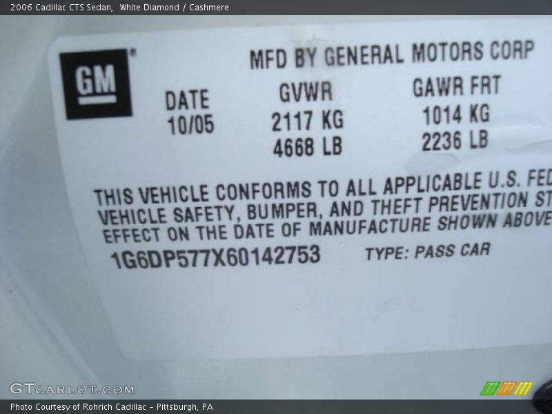 White Diamond / Cashmere 2006 Cadillac CTS Sedan
