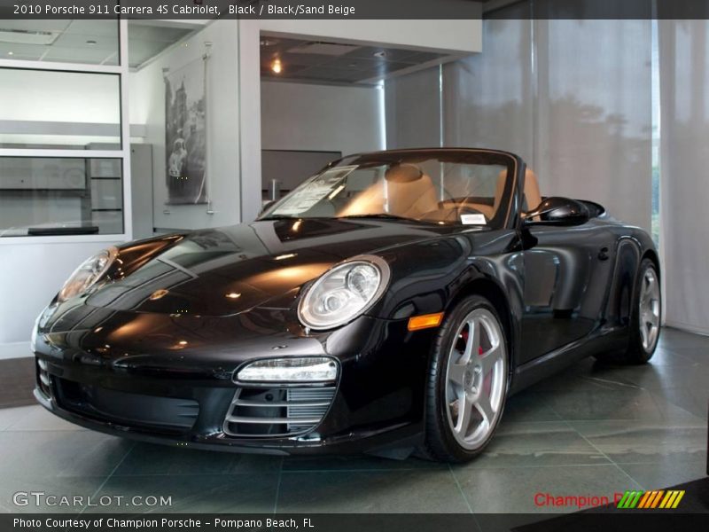 Black / Black/Sand Beige 2010 Porsche 911 Carrera 4S Cabriolet