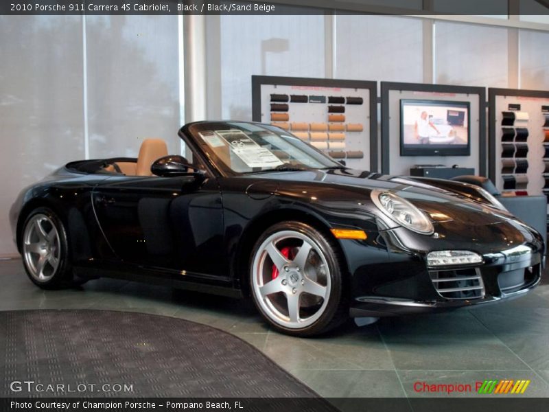 Black / Black/Sand Beige 2010 Porsche 911 Carrera 4S Cabriolet