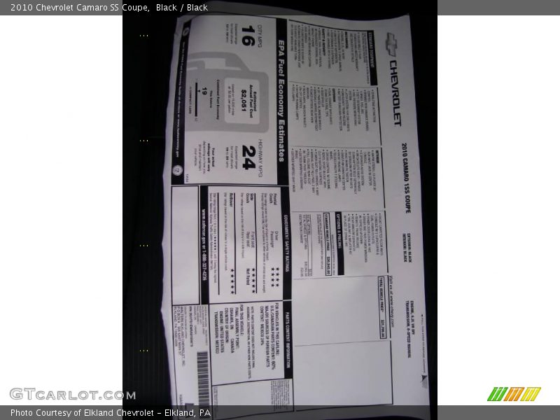 Black / Black 2010 Chevrolet Camaro SS Coupe