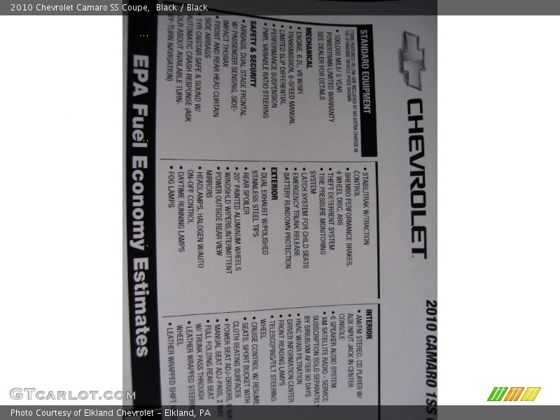Black / Black 2010 Chevrolet Camaro SS Coupe