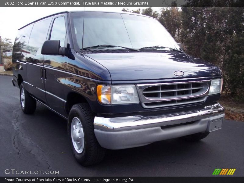 True Blue Metallic / Medium Graphite 2002 Ford E Series Van E350 Commercial