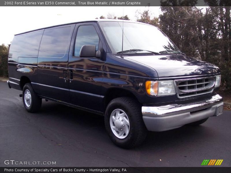 True Blue Metallic / Medium Graphite 2002 Ford E Series Van E350 Commercial