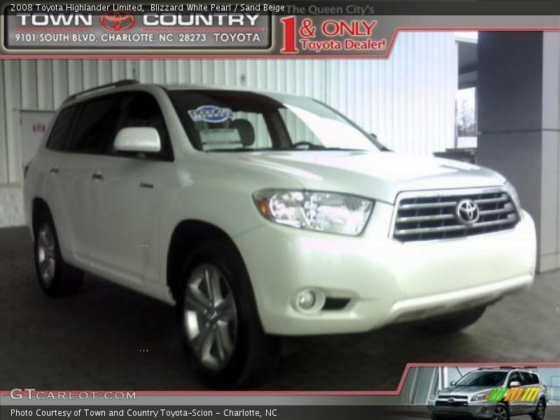 Blizzard White Pearl / Sand Beige 2008 Toyota Highlander Limited