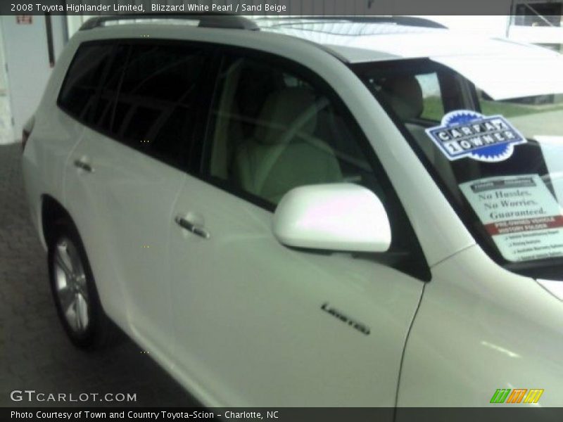 Blizzard White Pearl / Sand Beige 2008 Toyota Highlander Limited