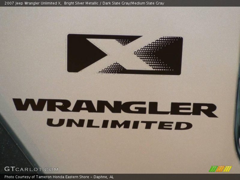 Bright Silver Metallic / Dark Slate Gray/Medium Slate Gray 2007 Jeep Wrangler Unlimited X
