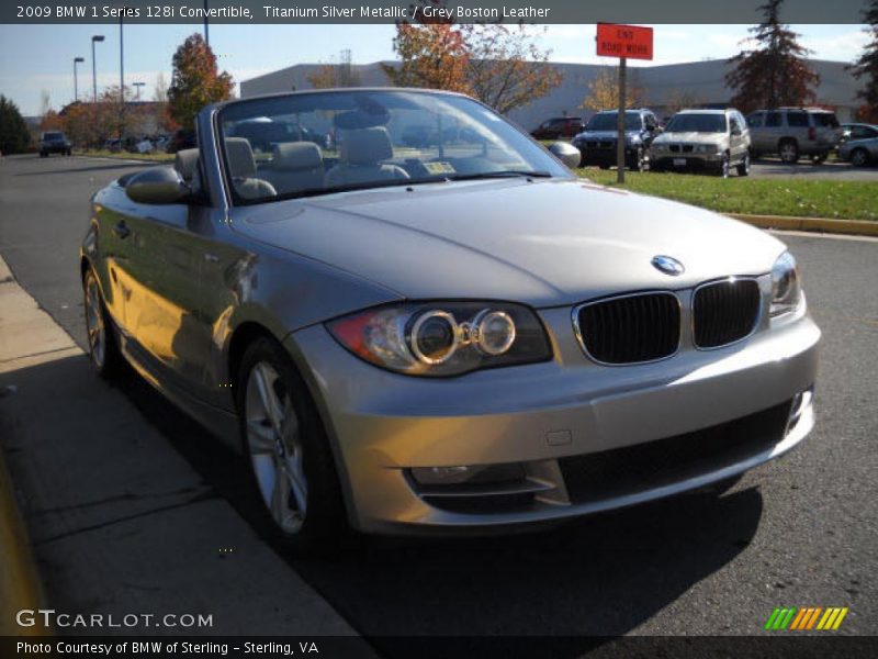 Titanium Silver Metallic / Grey Boston Leather 2009 BMW 1 Series 128i Convertible