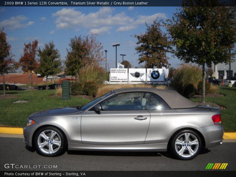 Titanium Silver Metallic / Grey Boston Leather 2009 BMW 1 Series 128i Convertible